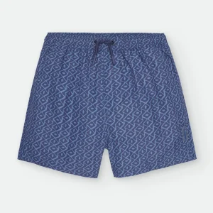 Waterlemon matchy Calção tecido de Praia - Piscina Azul Escuro Geométrico