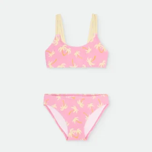 Waterlemon Bikini praia Menina Rosa com Palmeiras