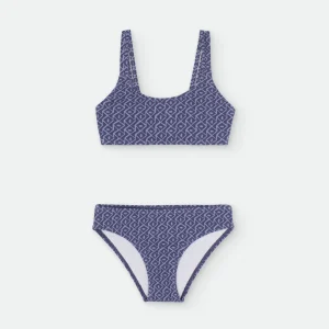 Waterlemon Bikini praia Menina Azul escuro com geométrico