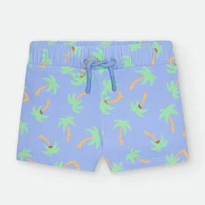 Waterlemon Calção praia lycra - Piscina Azul com Palmeiras