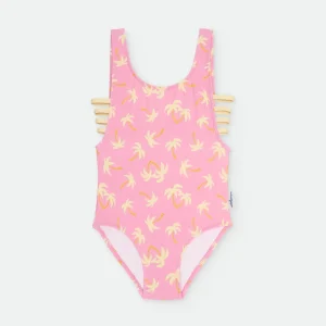 Waterlemon Fato de Banho praia Menina Rosa com Palmeiras