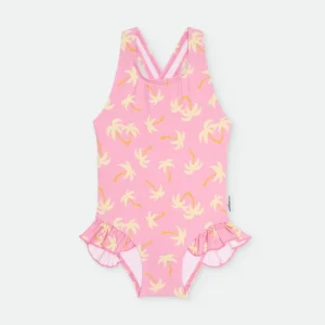 Waterlemon Fato de Banho de Praia - Rosa com Palmeiras