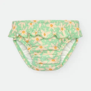Waterlemon Cueca/Fralda de Praia - Piscina Verde com Margaridas - folhos